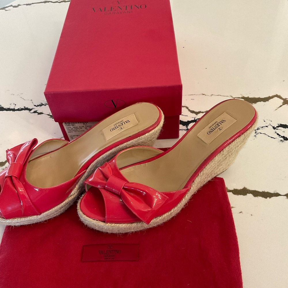 Valentino Red Espadrille Wedge Sandals